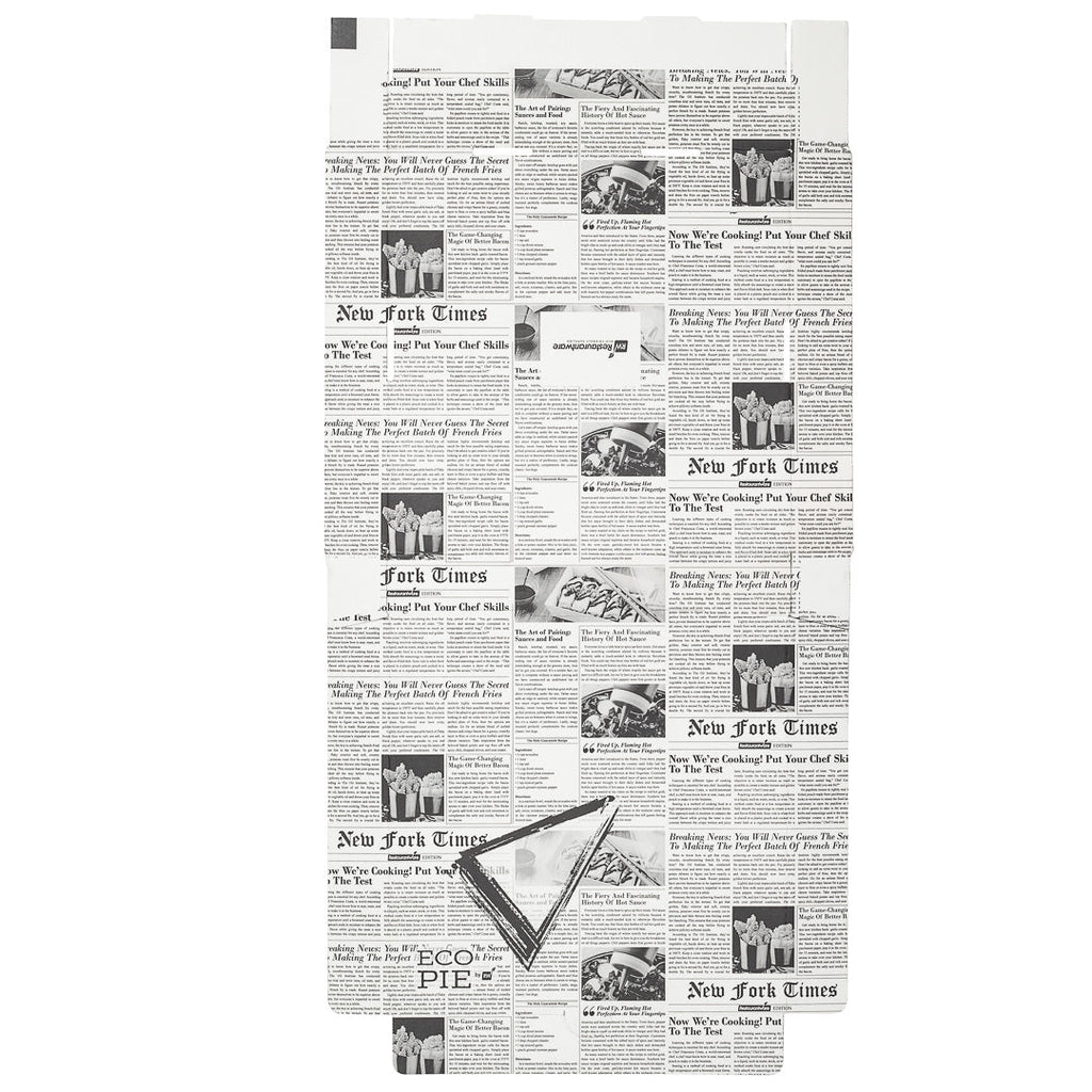 Eco Pie Newsprint and White Paper Corrugated Pizza Box - Repurpose for Plates - 10 3/4" x 10 3/4" x 1 3/4" - 50 count box