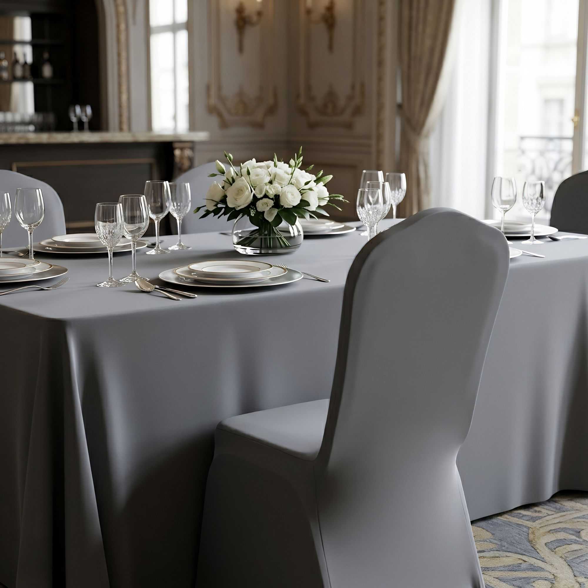 Table Tek Gray Spandex Banquet Chair Cover - Universal, Stretch - 1 count box