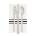 Luxenap White Woven Cloth Bistro Napkin - Black Stripe - 18 1/2" x 22 3/4" - 10 count box