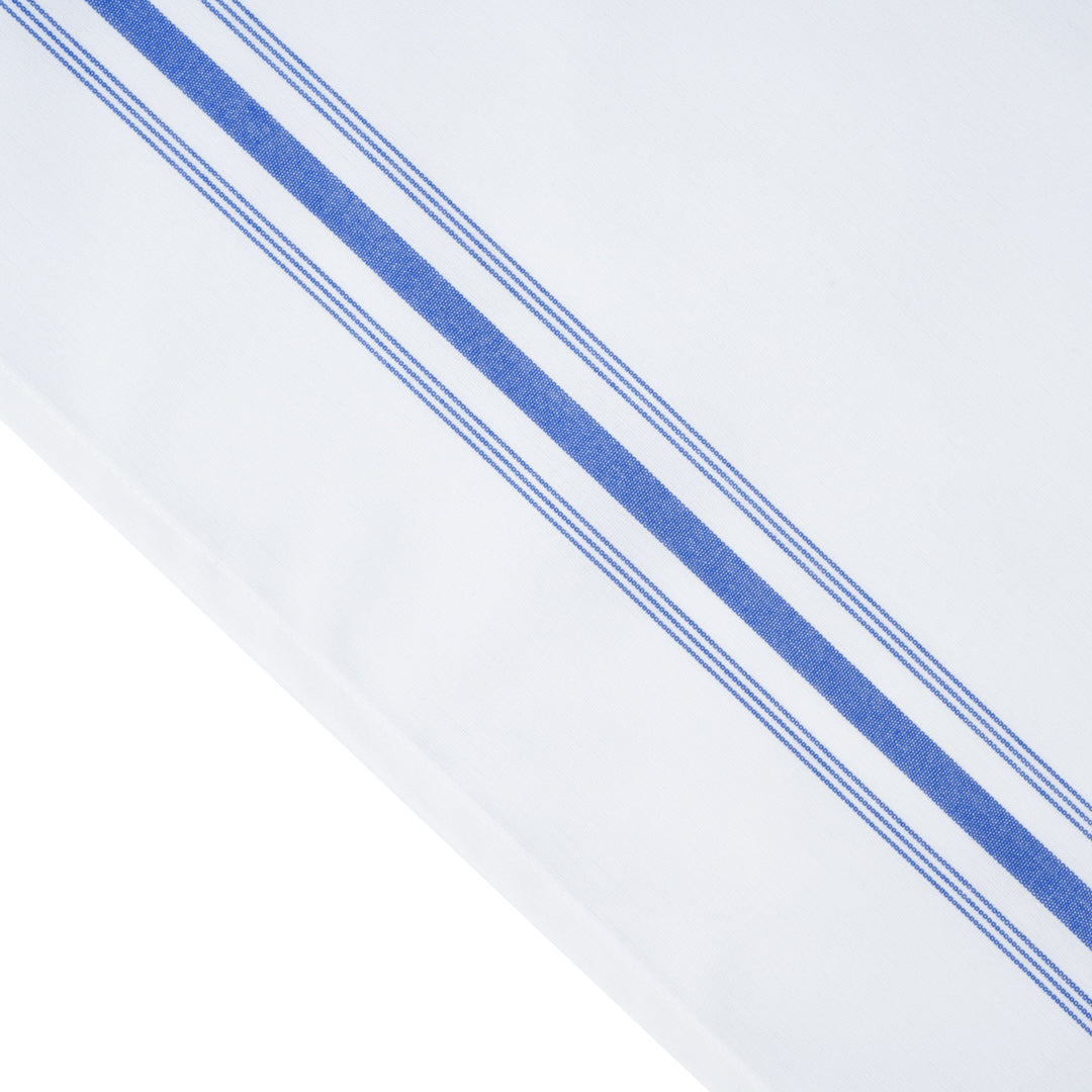 Luxenap White Woven Cloth Bistro Napkin - Blue Stripe - 18 1/2" x 22 3/4" - 10 count box