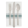 Luxenap White Woven Cloth Bistro Napkin - Green Stripe - 18 1/2" x 22 3/4" - 10 count box
