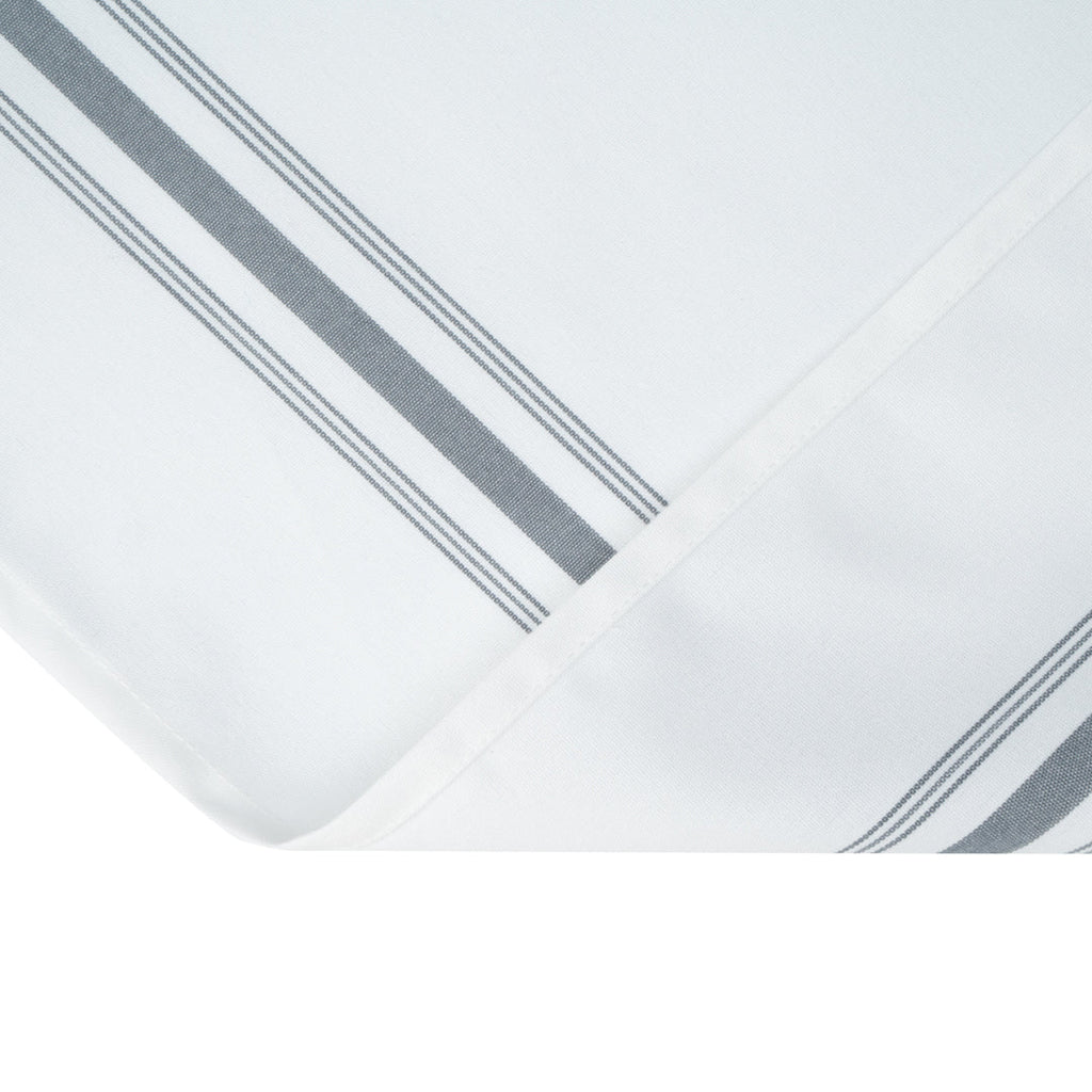 Luxenap White Woven Cloth Bistro Napkin - Gray Stripe - 18 1/2" x 22 3/4" - 10 count box