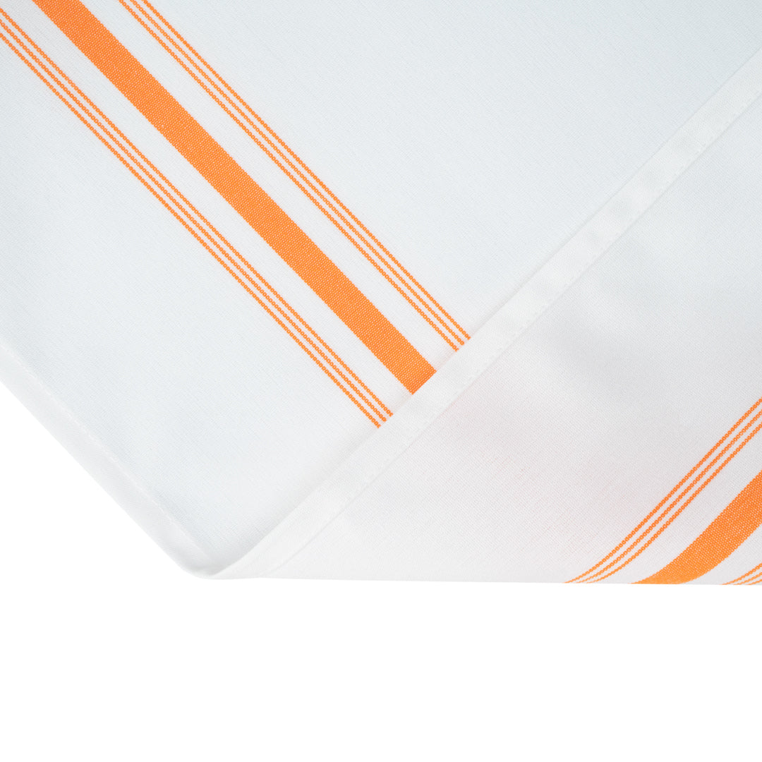 Luxenap White Woven Cloth Bistro Napkin - Orange Stripe - 18 1/2" x 22 3/4" - 10 count box