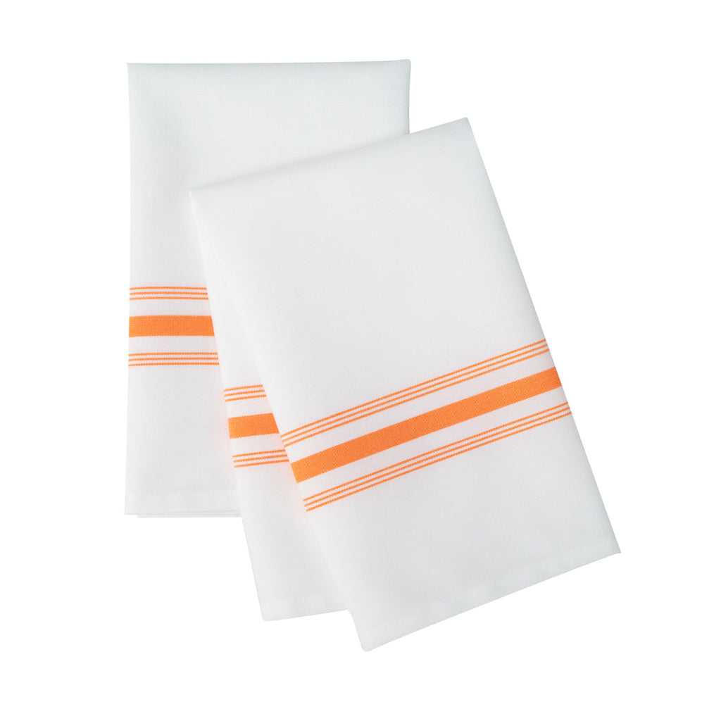 Luxenap White Woven Cloth Bistro Napkin - Orange Stripe - 18 1/2" x 22 3/4" - 10 count box