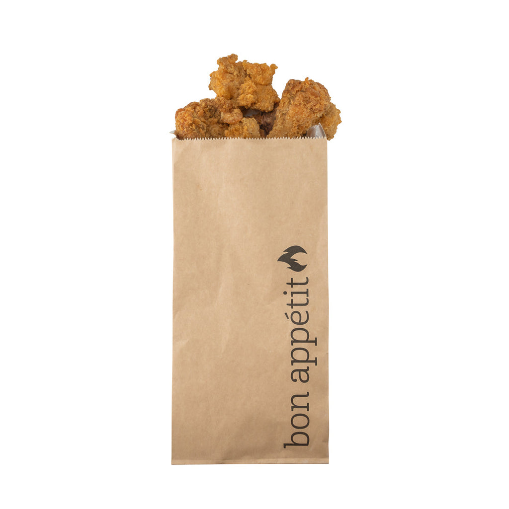 Bag Tek Kraft Paper Printed Foil Bag - Qt. Size, Bon Appetit - 5 1/2" x 3 1/4" x 12" - 100 count box