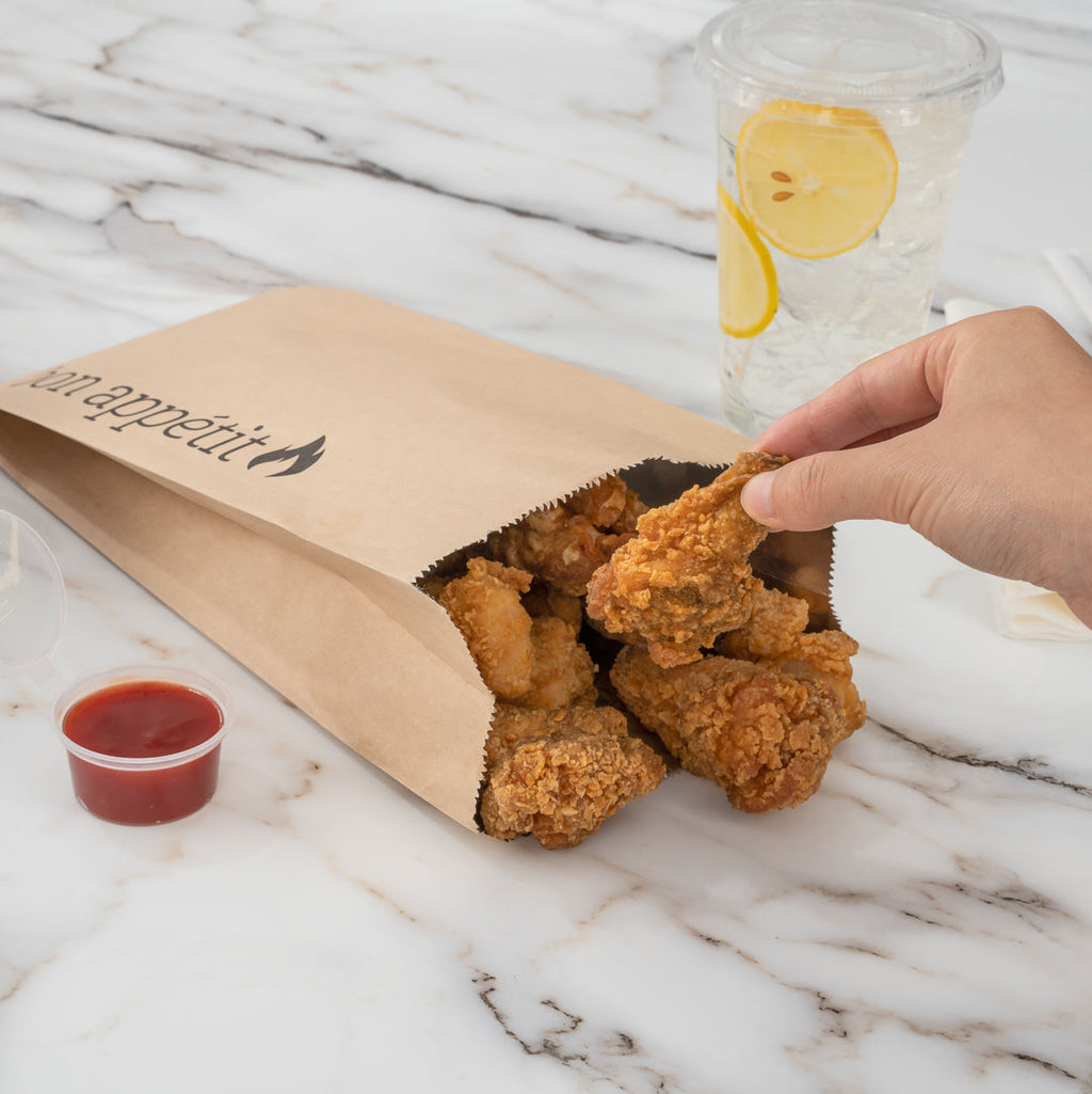 Bag Tek Kraft Paper Printed Foil Bag - Qt. Size, Bon Appetit - 5 1/2" x 3 1/4" x 12" - 100 count box