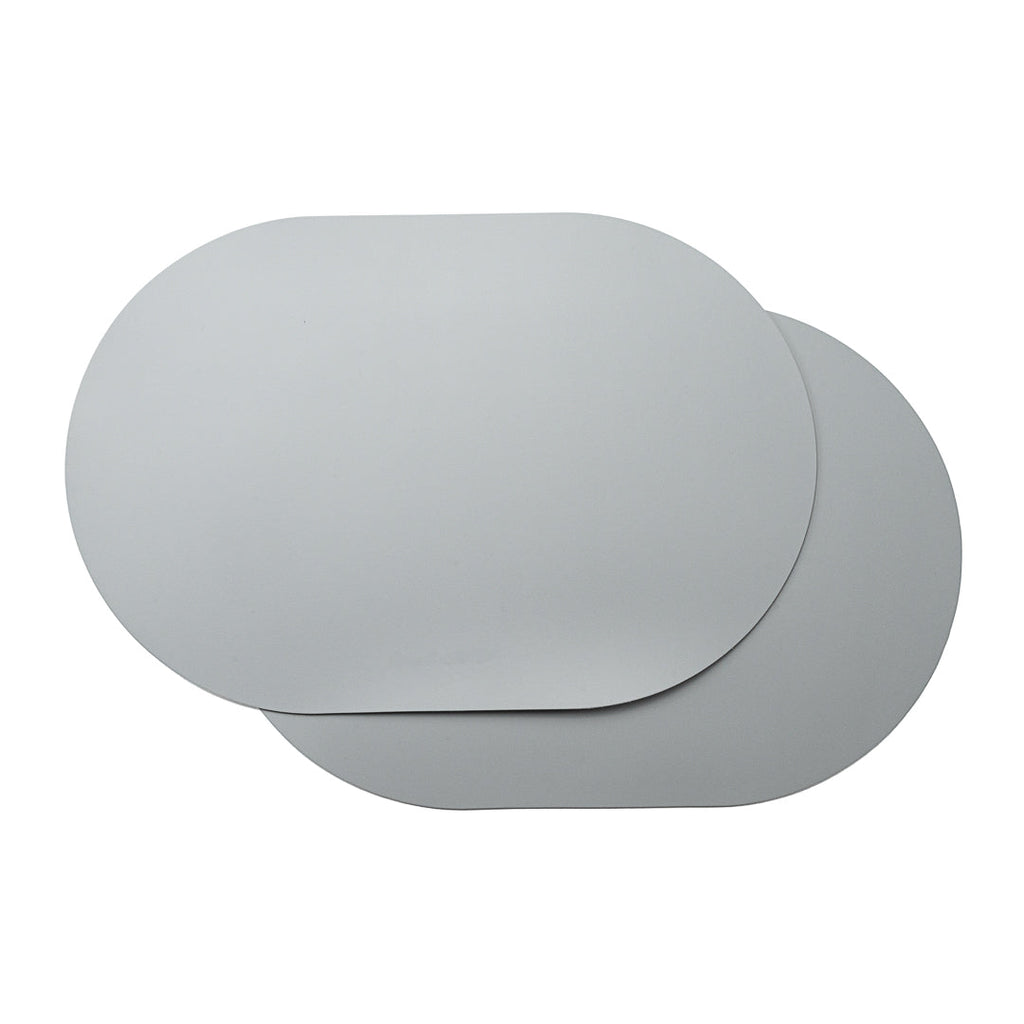 Chef 101 Oval Gray Vinyl Placemat - Embossed - 17 3/4" x 12" - 6 count box
