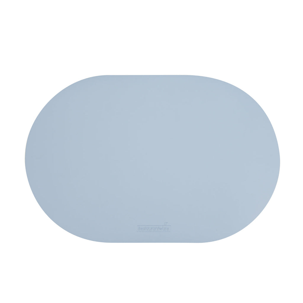 Chef 101 Oval Light Blue Vinyl Placemat - Embossed - 17 3/4" x 12" - 6 count box