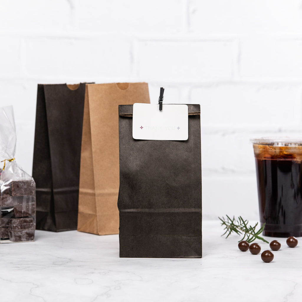 Bag Tek Black Paper Bag - 2 lb - 4 1/4" x 2 1/4" x 8 1/2" - 100 count box