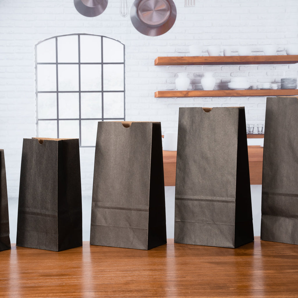 Bag Tek Black Paper Bag - 2 lb - 4 1/4" x 2 1/4" x 8 1/2" - 100 count box