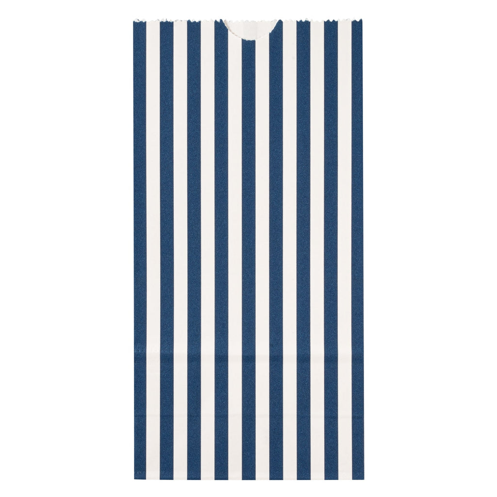 Bag Tek Blue and White Stripe Paper Bag - 2 lb - 4 1/4" x 2 1/4" x 8 1/2" - 100 count box