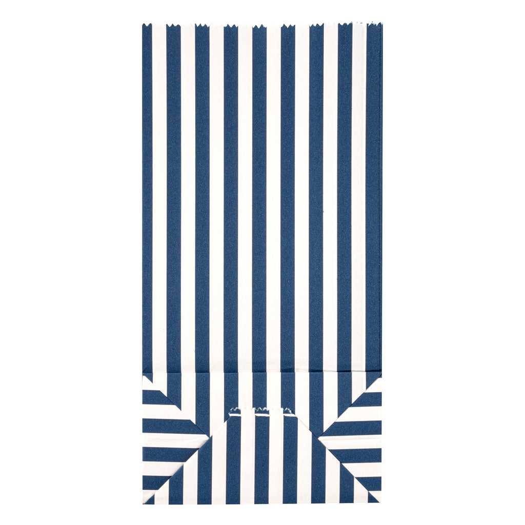 Bag Tek Blue and White Stripe Paper Bag - 2 lb - 4 1/4" x 2 1/4" x 8 1/2" - 100 count box