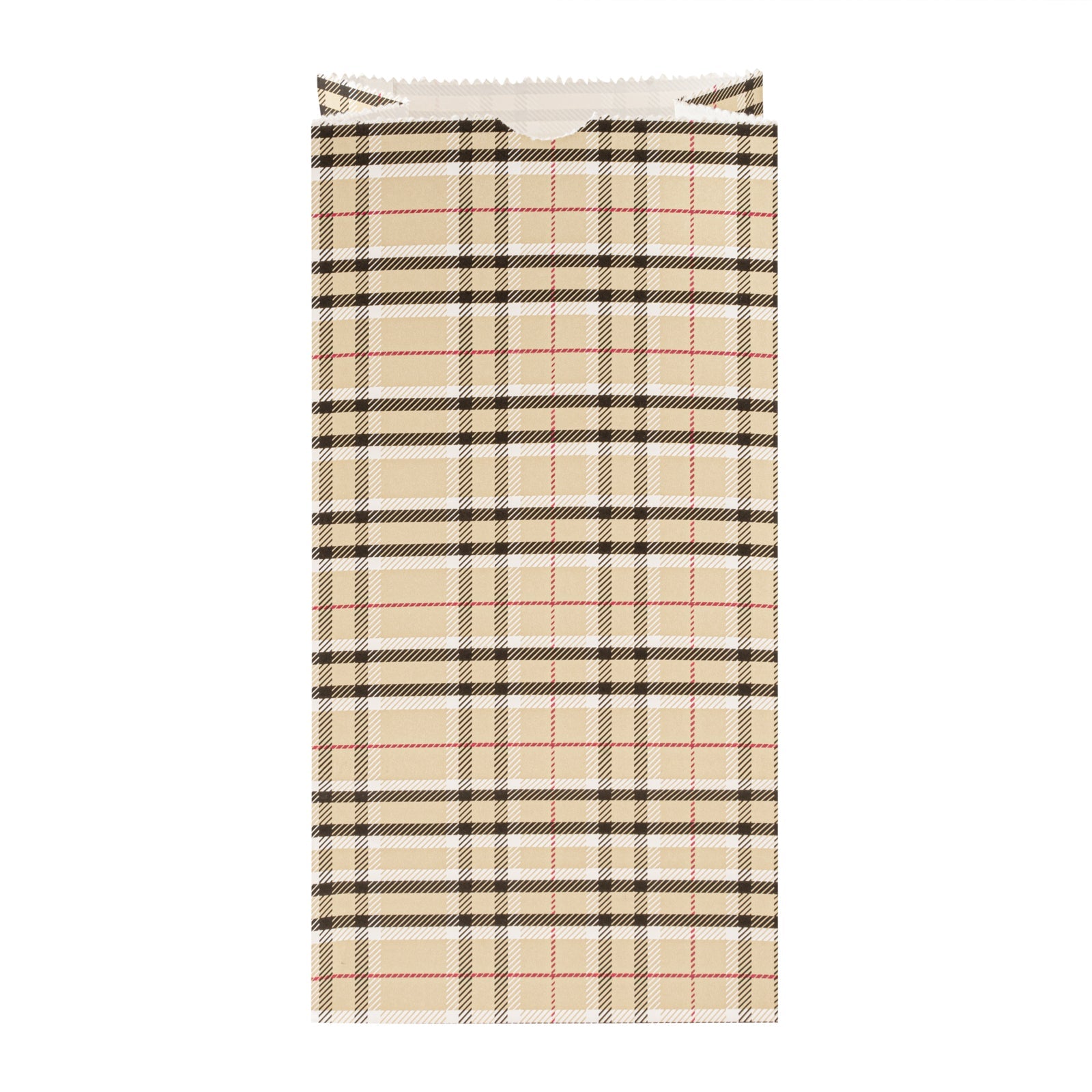 Bag Tek Plaid Paper Bag - 2 lb - 4 1/4" x 2 1/4" x 8 1/2" - 100 count box