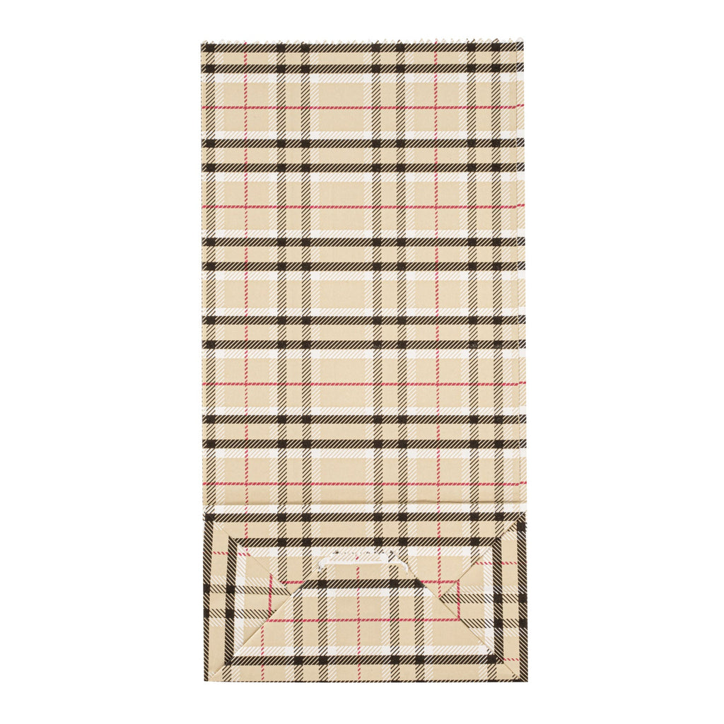 Bag Tek Plaid Paper Bag - 2 lb - 4 1/4" x 2 1/4" x 8 1/2" - 100 count box