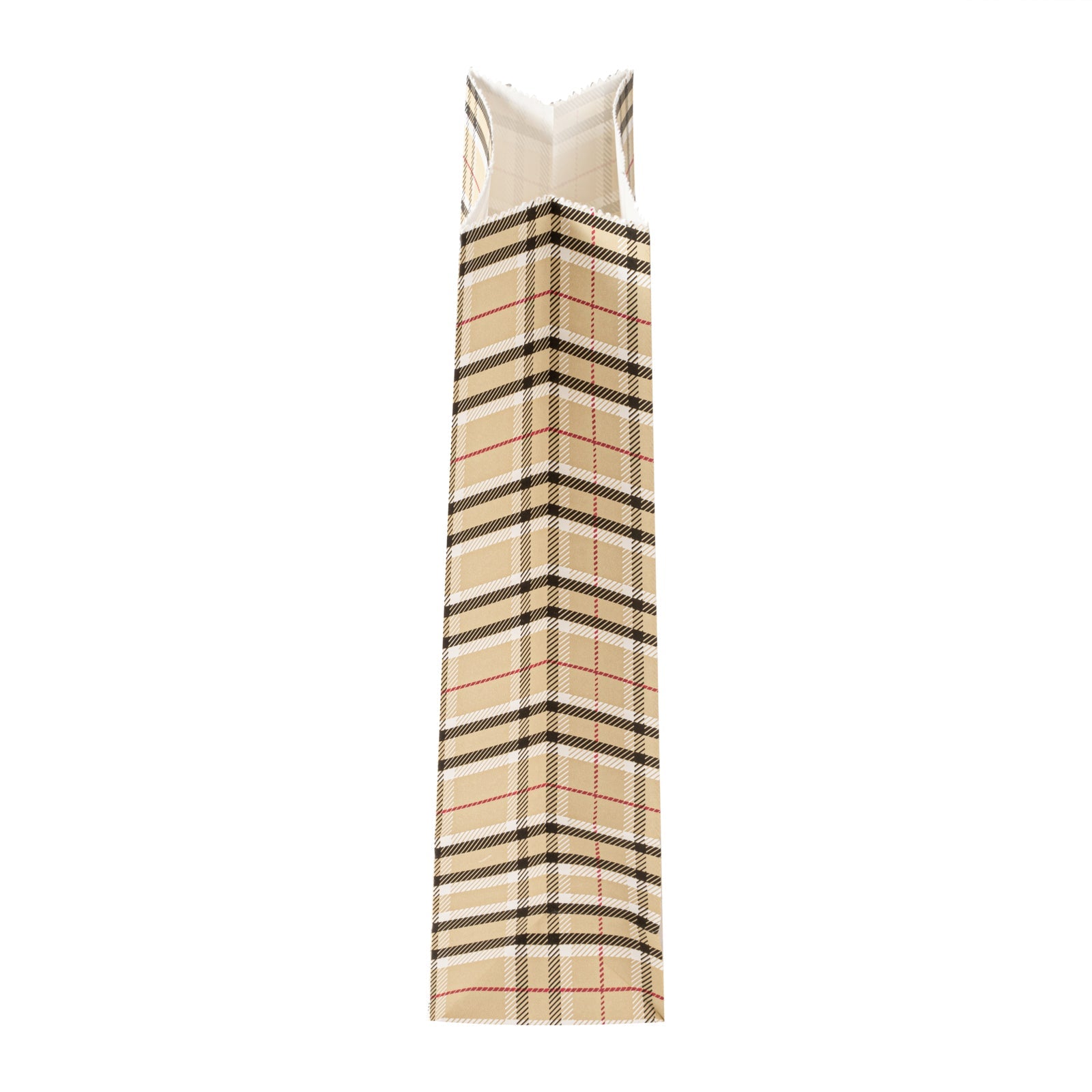 Bag Tek Plaid Paper Bag - 2 lb - 4 1/4" x 2 1/4" x 8 1/2" - 100 count box