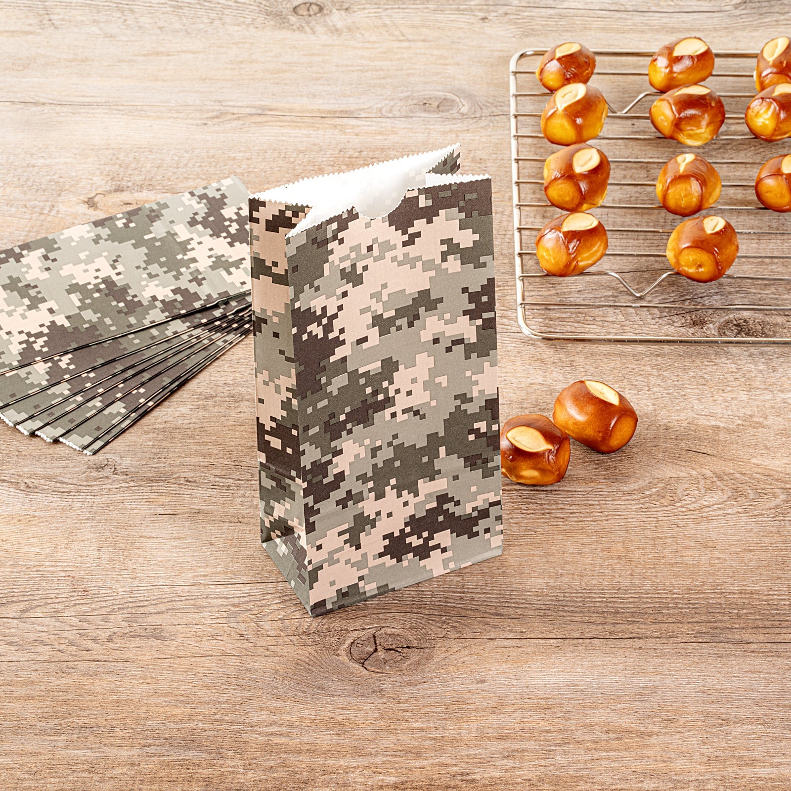Bag Tek Camouflage Paper Bag - 2 lb - 4 1/4" x 2 1/4" x 8 1/2" - 100 count box
