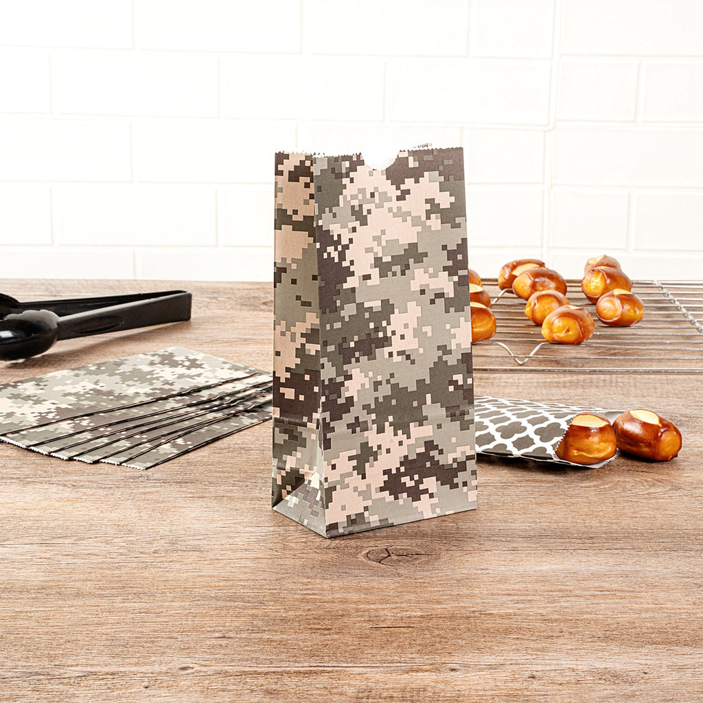 Bag Tek Camouflage Paper Bag - 2 lb - 4 1/4" x 2 1/4" x 8 1/2" - 100 count box
