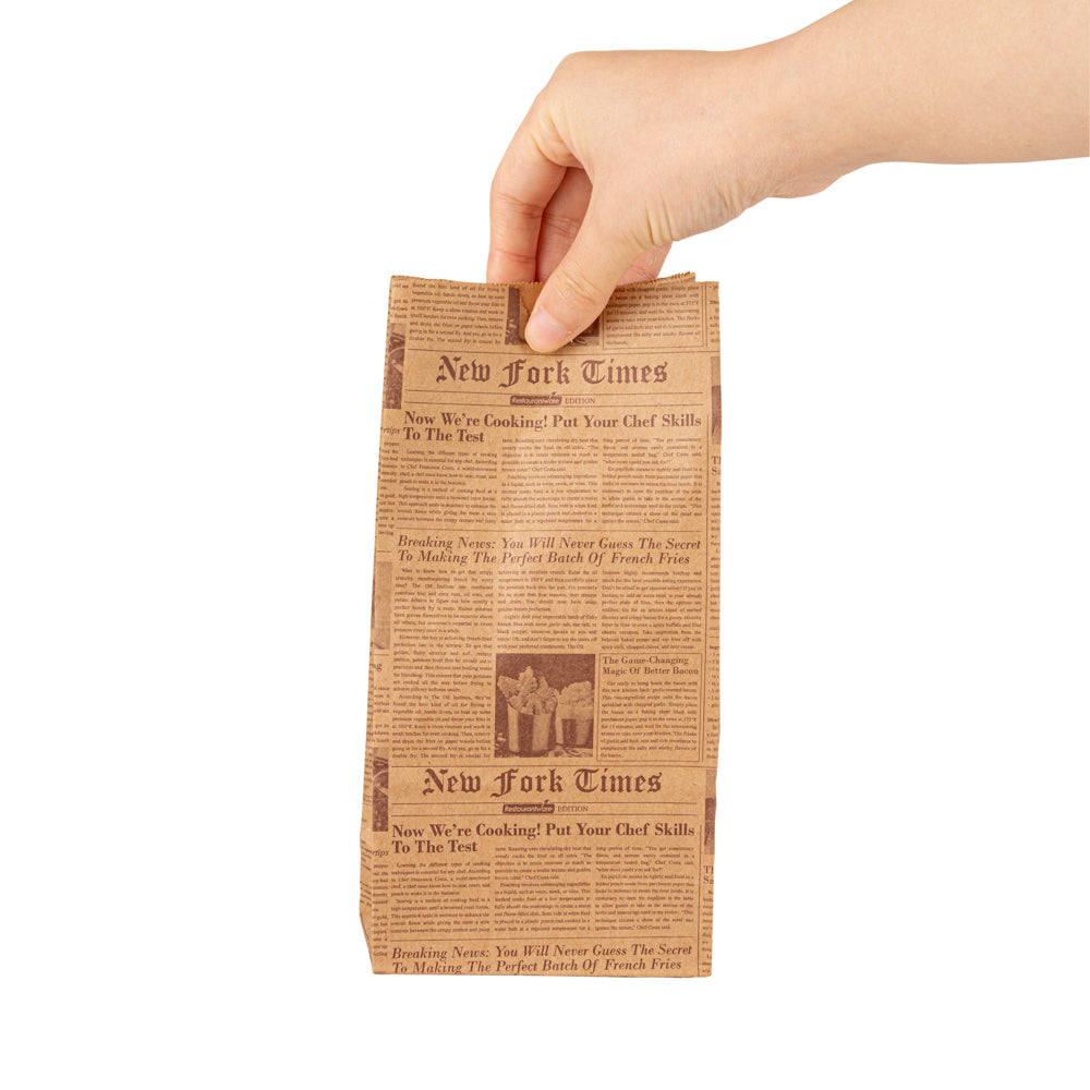 Bag Tek Kraft Newsprint Paper Bag - 2 lb - 4 1/4" x 2 1/4" x 8 3/4" - 100 count box