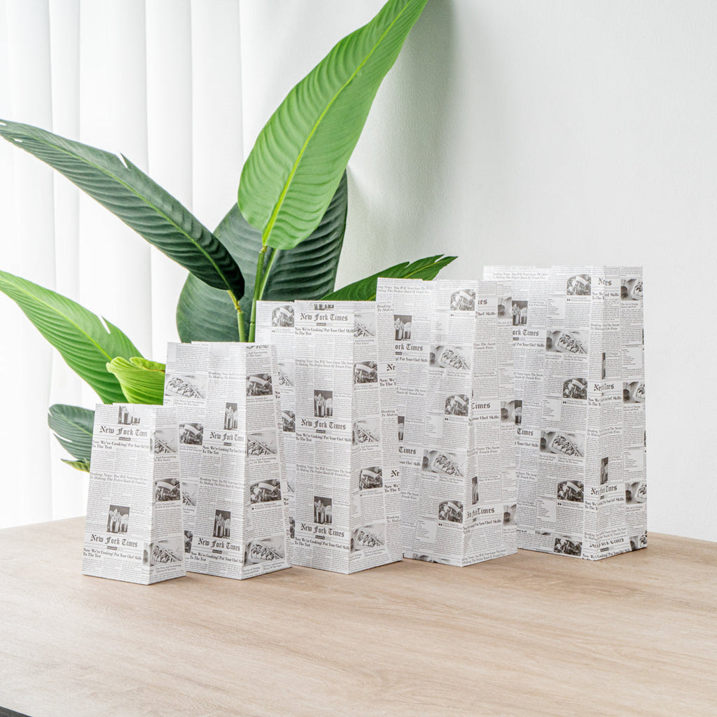 Bag Tek Newsprint Paper Bag - 2 lb - 4 1/4" x 2 1/4" x 8 1/2" - 100 count box