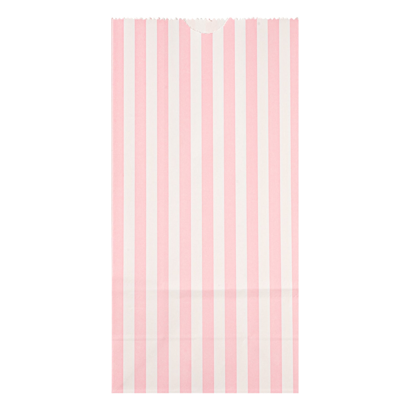 Bag Tek Pink and White Stripe Paper Bag - 2 lb - 4 1/4" x 2 1/4" x 8 1/2" - 100 count box