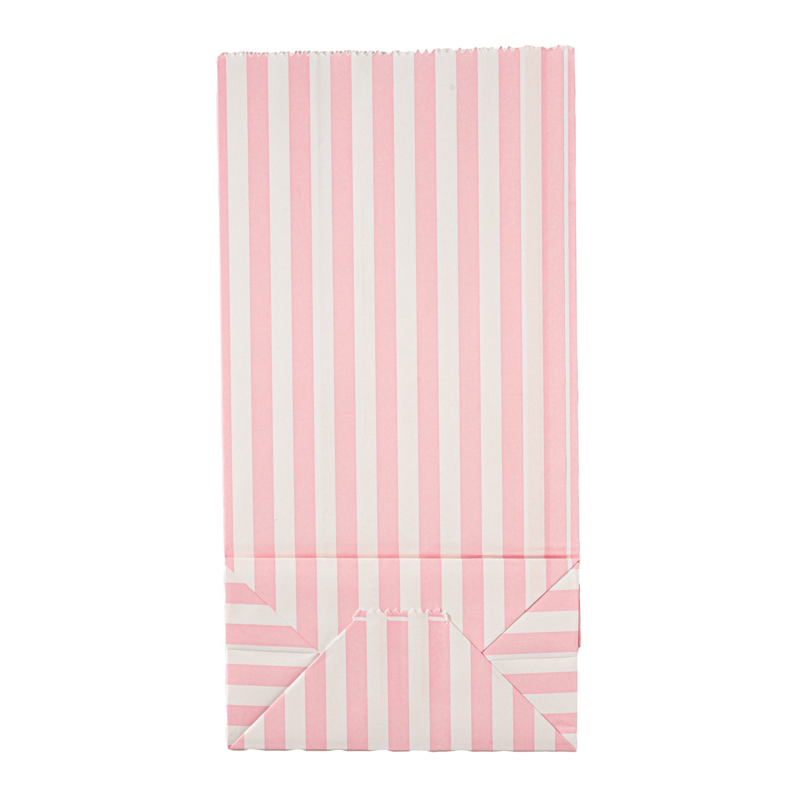 Bag Tek Pink and White Stripe Paper Bag - 2 lb - 4 1/4" x 2 1/4" x 8 1/2" - 100 count box