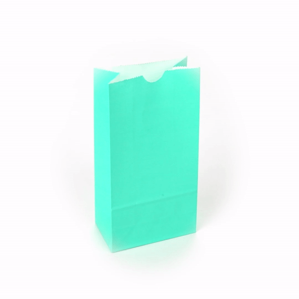 Bag Tek Turquoise Paper Bag - 2 lb - 4 1/4" x 2 1/4" x 8 1/2" - 100 count box