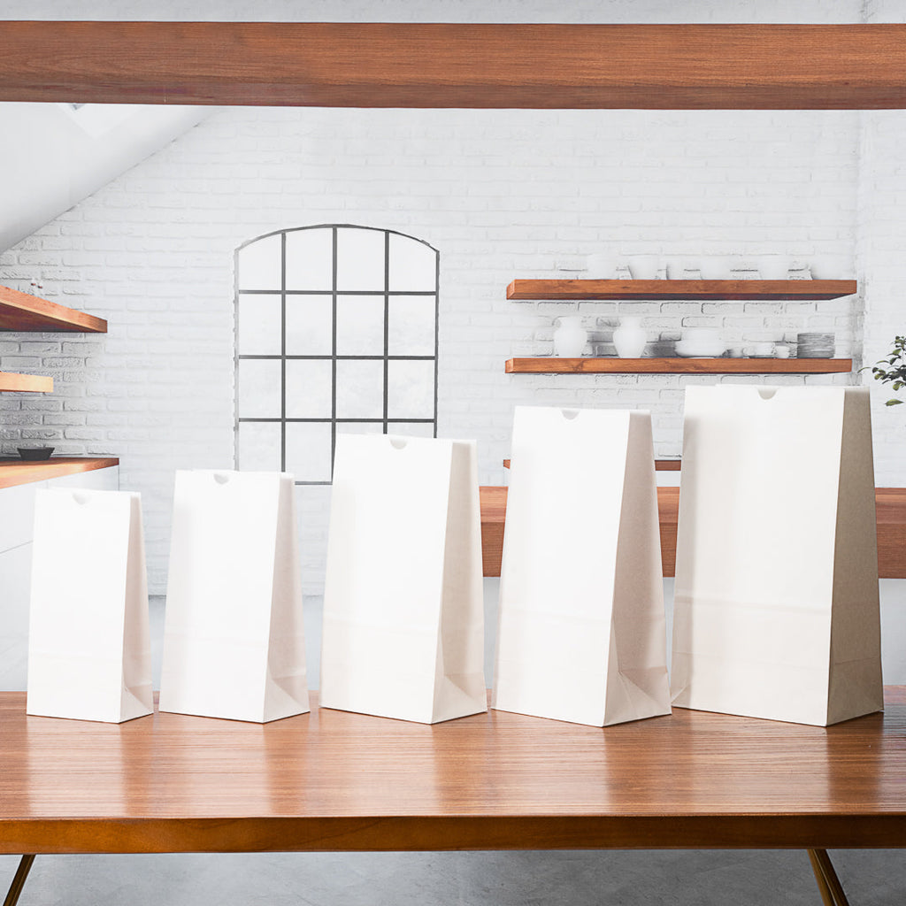 Bag Tek White Paper Bag - 2 lb - 4 1/4" x 2 1/4" x 8 1/2" - 100 count box