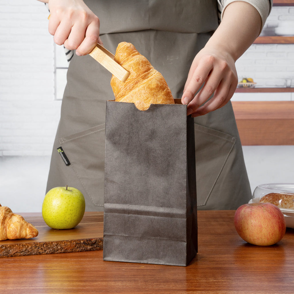 Bag Tek Black Paper Bag - 4 lb - 5" x 3 1/4" x 9 1/2" - 100 count box