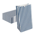 Bag Tek Blue and White Stripe Paper Bag - 4 lb - 5" x 3 1/4" x 9 1/2" - 100 count box
