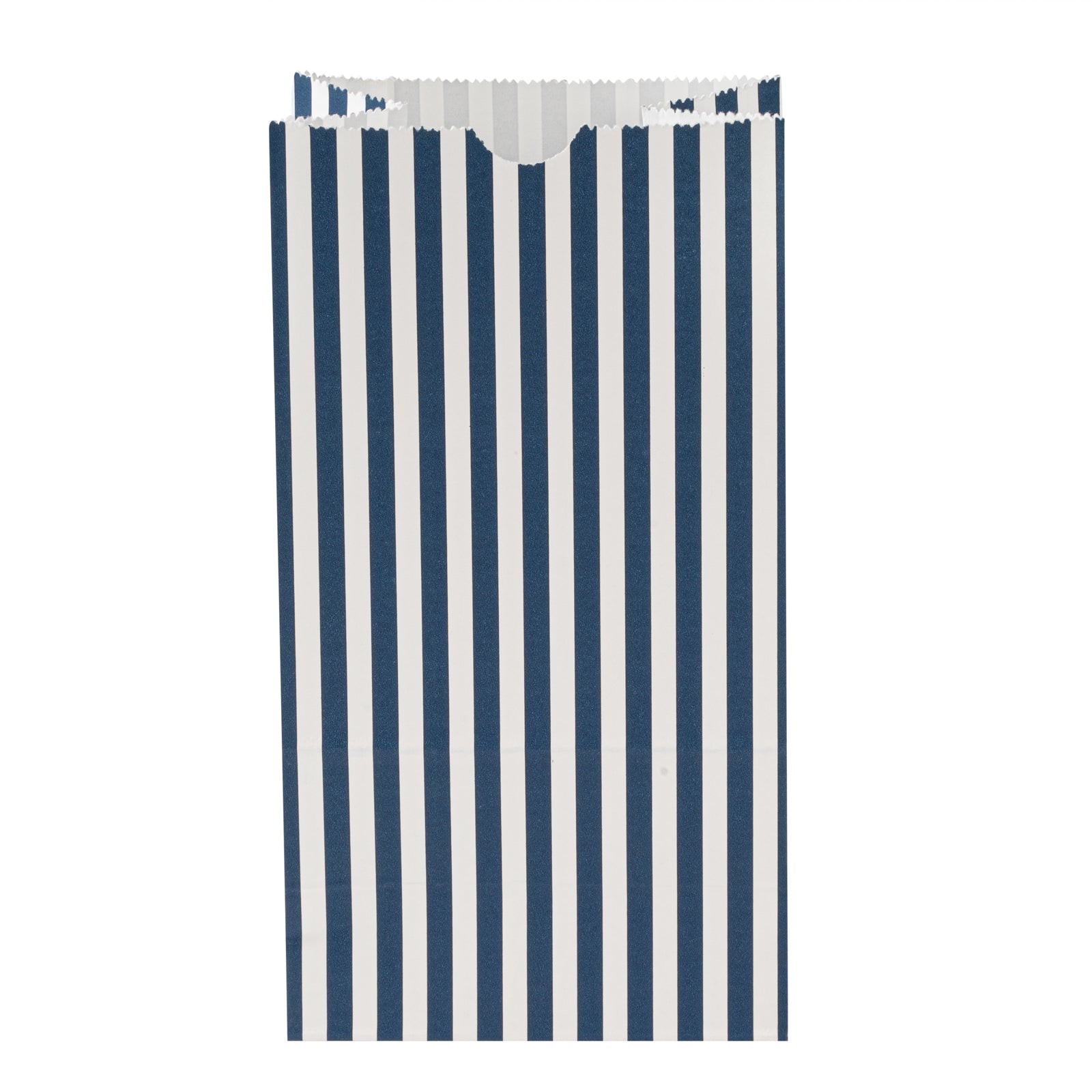 Bag Tek Blue and White Stripe Paper Bag - 4 lb - 5" x 3 1/4" x 9 1/2" - 100 count box