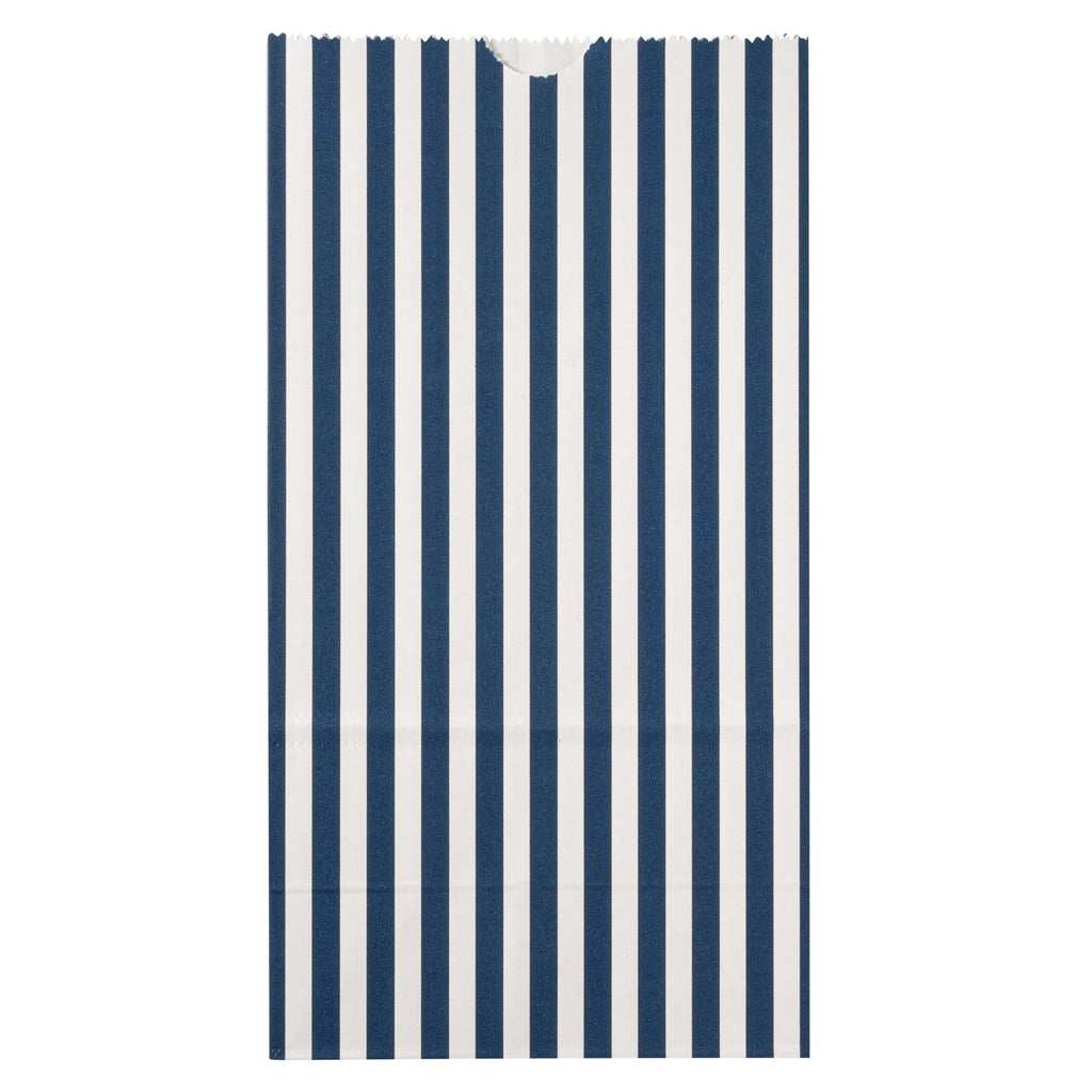 Bag Tek Blue and White Stripe Paper Bag - 4 lb - 5" x 3 1/4" x 9 1/2" - 100 count box