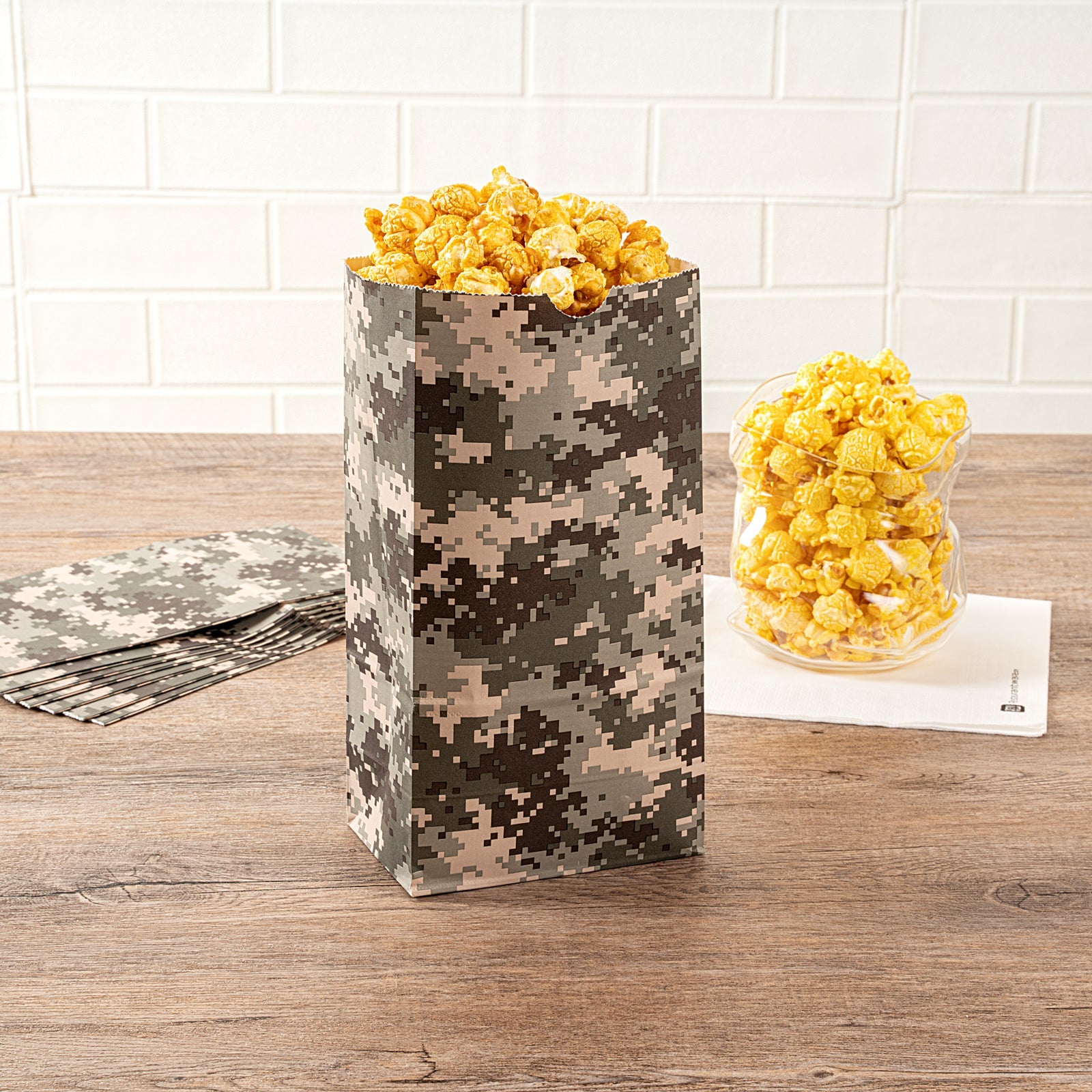 Bag Tek Camouflage Paper Bag - 4 lb - 5" x 3 1/4" x 9 1/2" - 100 count box
