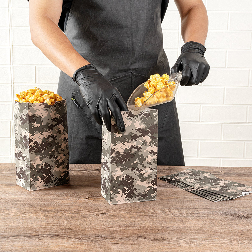Bag Tek Camouflage Paper Bag - 4 lb - 5" x 3 1/4" x 9 1/2" - 100 count box