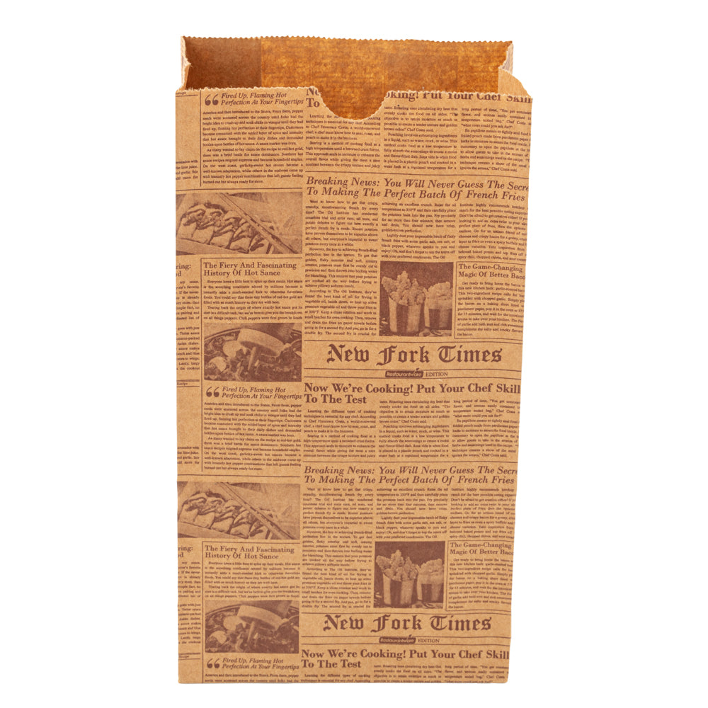 Bag Tek Kraft Newsprint Paper Bag - 4 lb - 5" x 3 1/4" x 9 1/2" - 100 count box