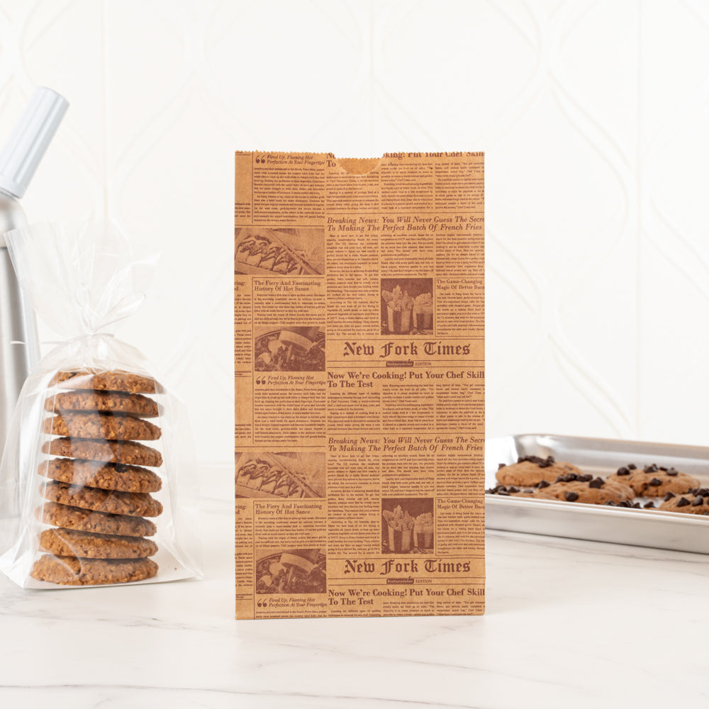 Bag Tek Kraft Newsprint Paper Bag - 4 lb - 5" x 3 1/4" x 9 1/2" - 100 count box