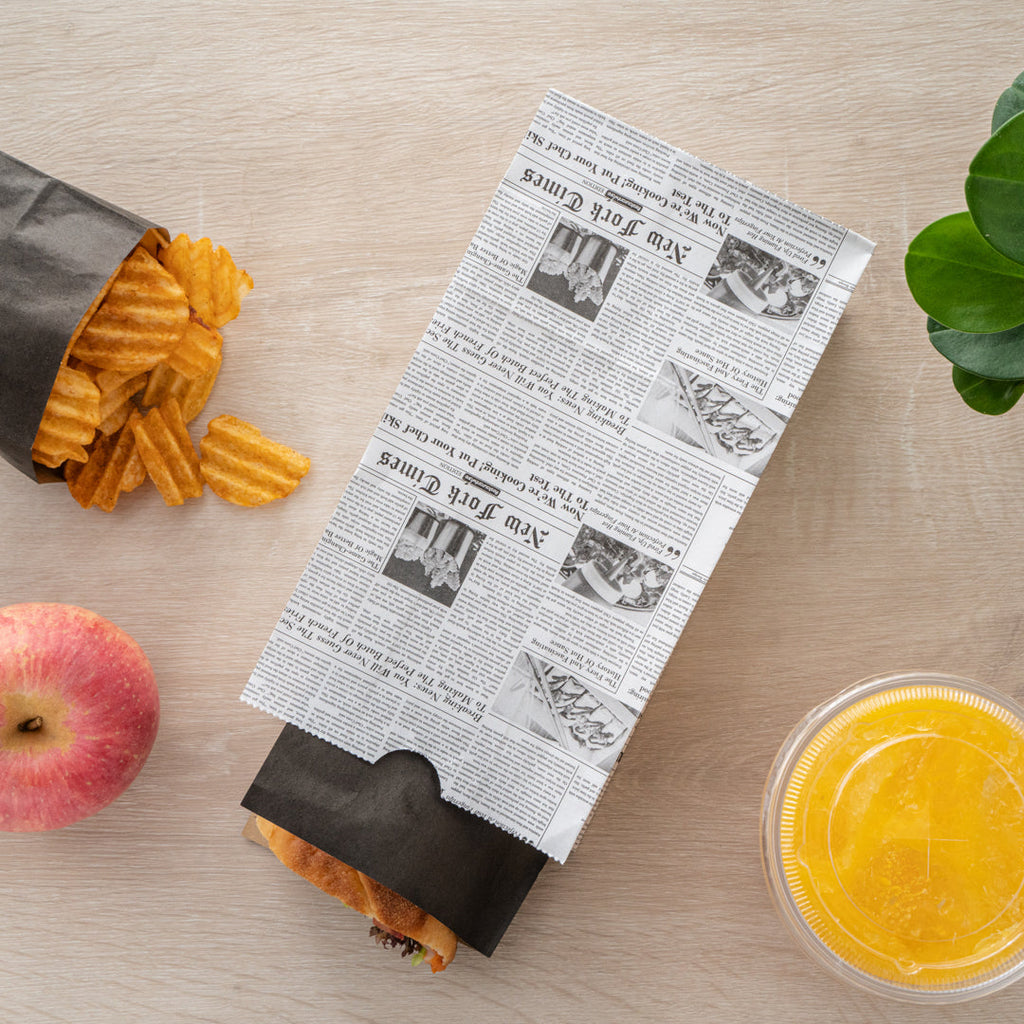 Bag Tek Newsprint Paper Bag - 4 lb - 5" x 3 1/4" x 9 1/2" - 100 count box
