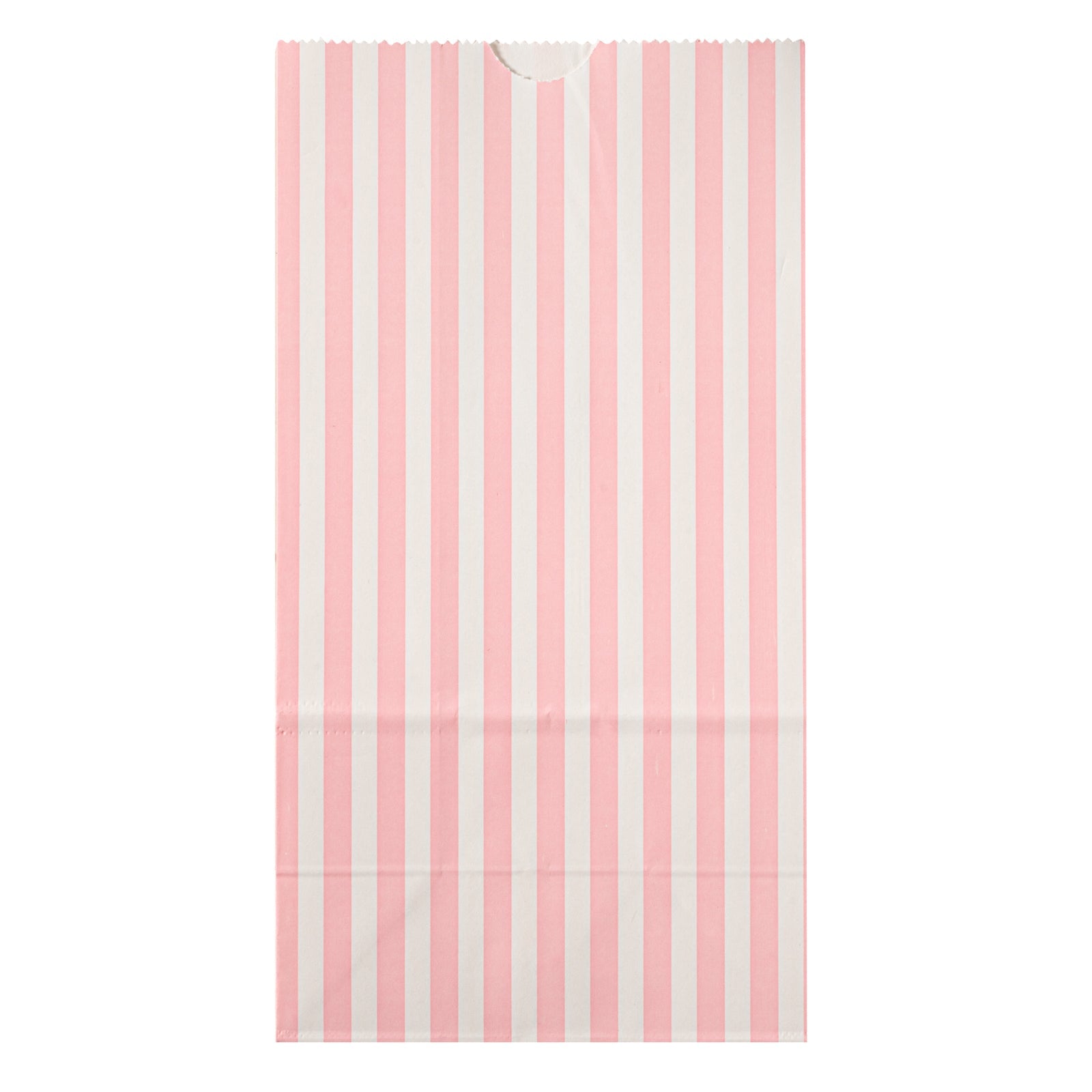 Bag Tek Pink and White Stripe Paper Bag - 4 lb - 5" x 3 1/4" x 9 1/2" - 100 count box