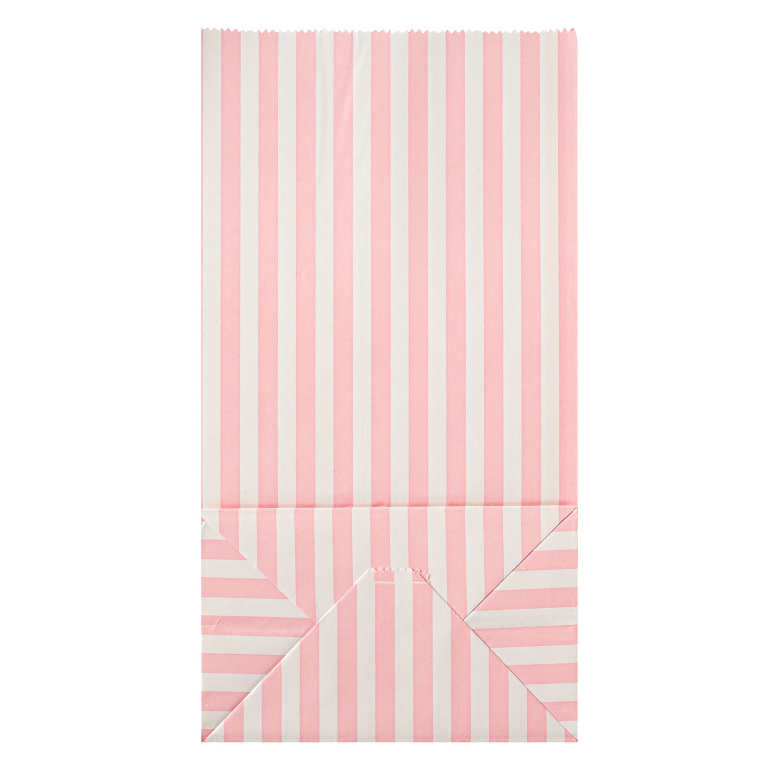 Bag Tek Pink and White Stripe Paper Bag - 4 lb - 5" x 3 1/4" x 9 1/2" - 100 count box