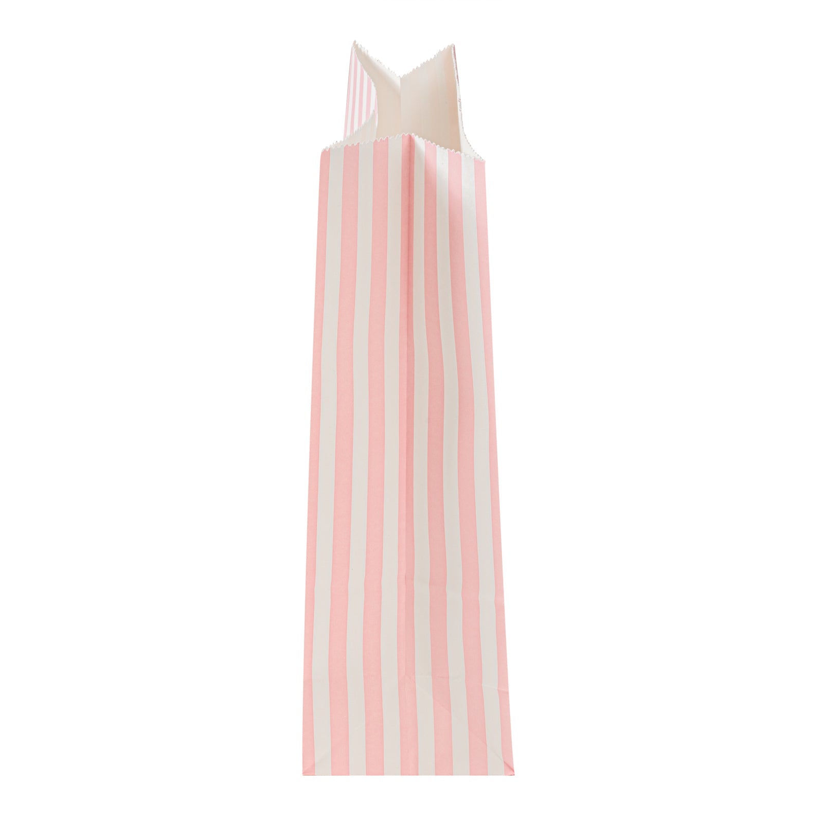 Bag Tek Pink and White Stripe Paper Bag - 4 lb - 5" x 3 1/4" x 9 1/2" - 100 count box