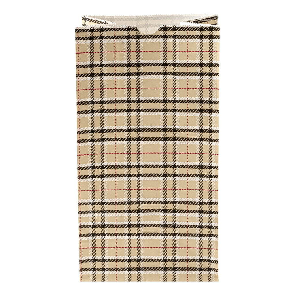 Bag Tek Plaid Paper Bag - 6 lb - 6" x 3 1/2" x 10 3/4" - 100 count box