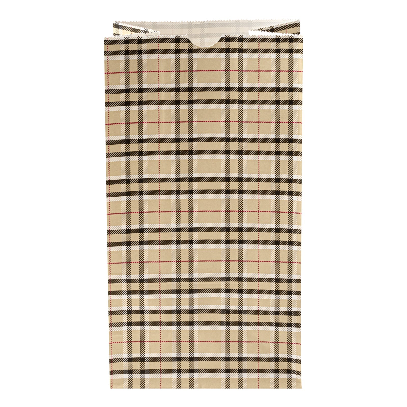 Bag Tek Plaid Paper Bag - 6 lb - 6" x 3 1/2" x 10 3/4" - 100 count box