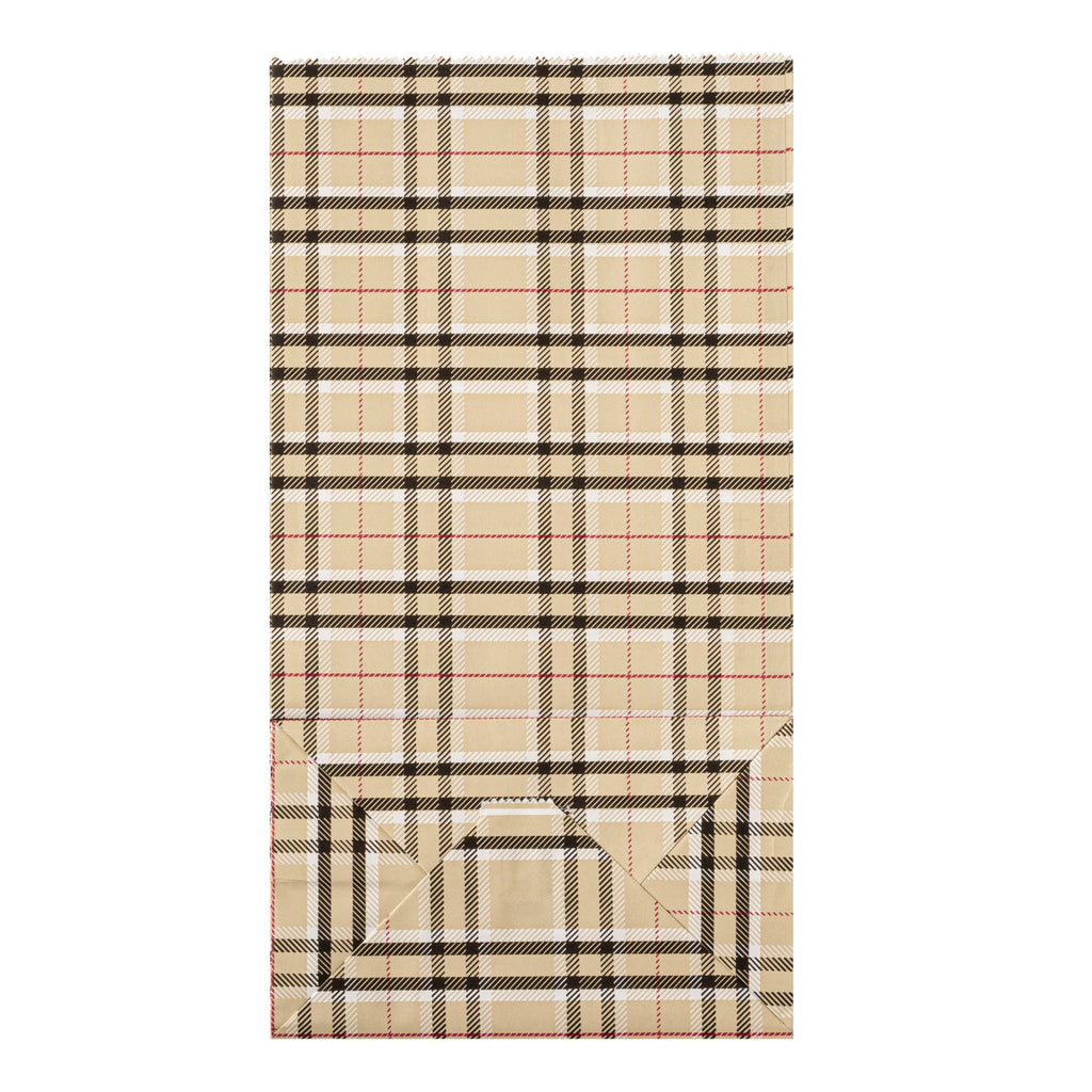 Bag Tek Plaid Paper Bag - 6 lb - 6" x 3 1/2" x 10 3/4" - 100 count box