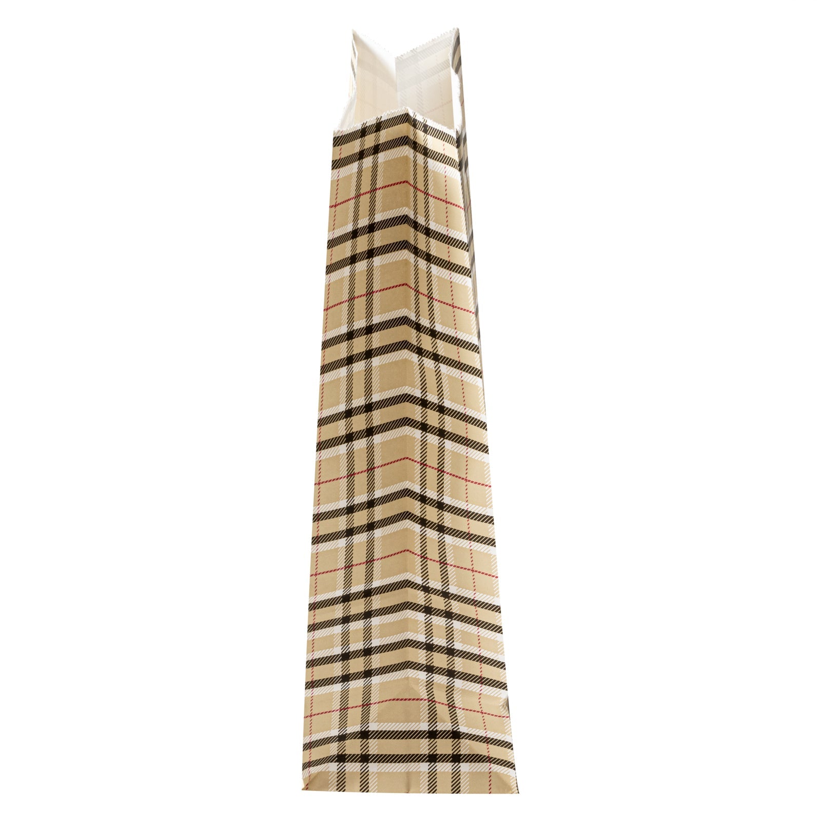 Bag Tek Plaid Paper Bag - 6 lb - 6" x 3 1/2" x 10 3/4" - 100 count box