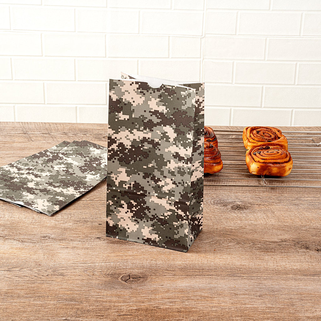 Bag Tek Camouflage Paper Bag - 6 lb - 6" x 3 1/2" x 10 3/4" - 100 count box