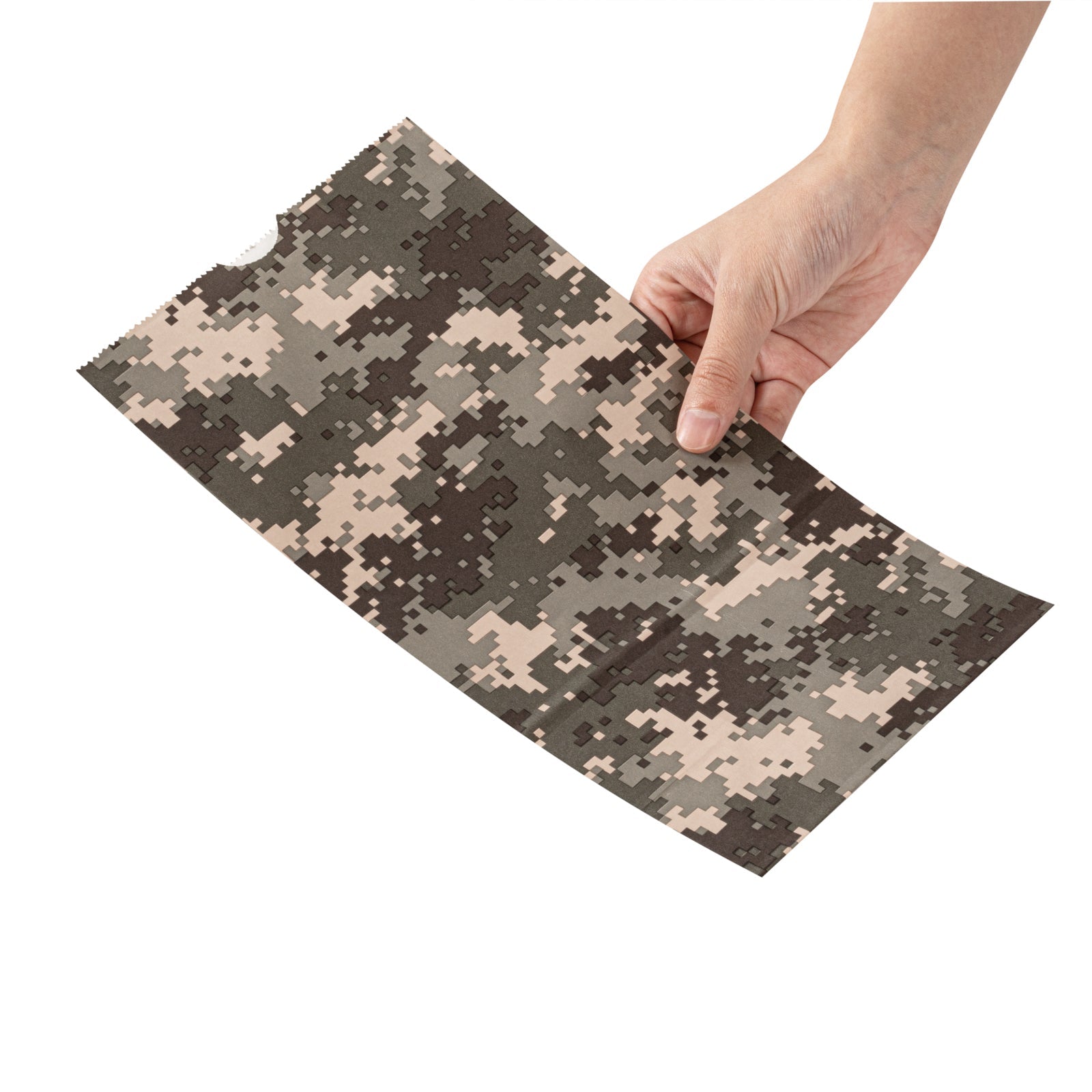 Bag Tek Camouflage Paper Bag - 6 lb - 6" x 3 1/2" x 10 3/4" - 100 count box