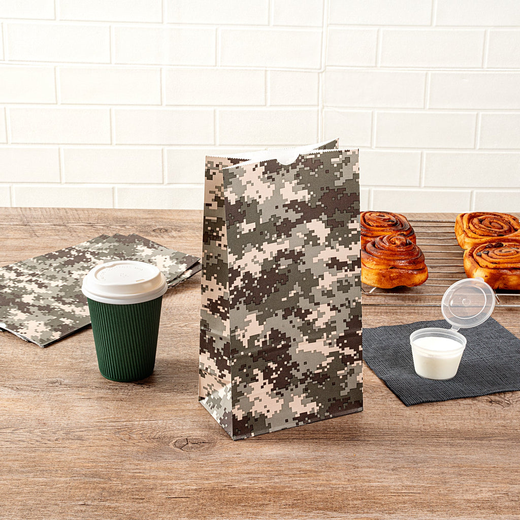 Bag Tek Camouflage Paper Bag - 6 lb - 6" x 3 1/2" x 10 3/4" - 100 count box