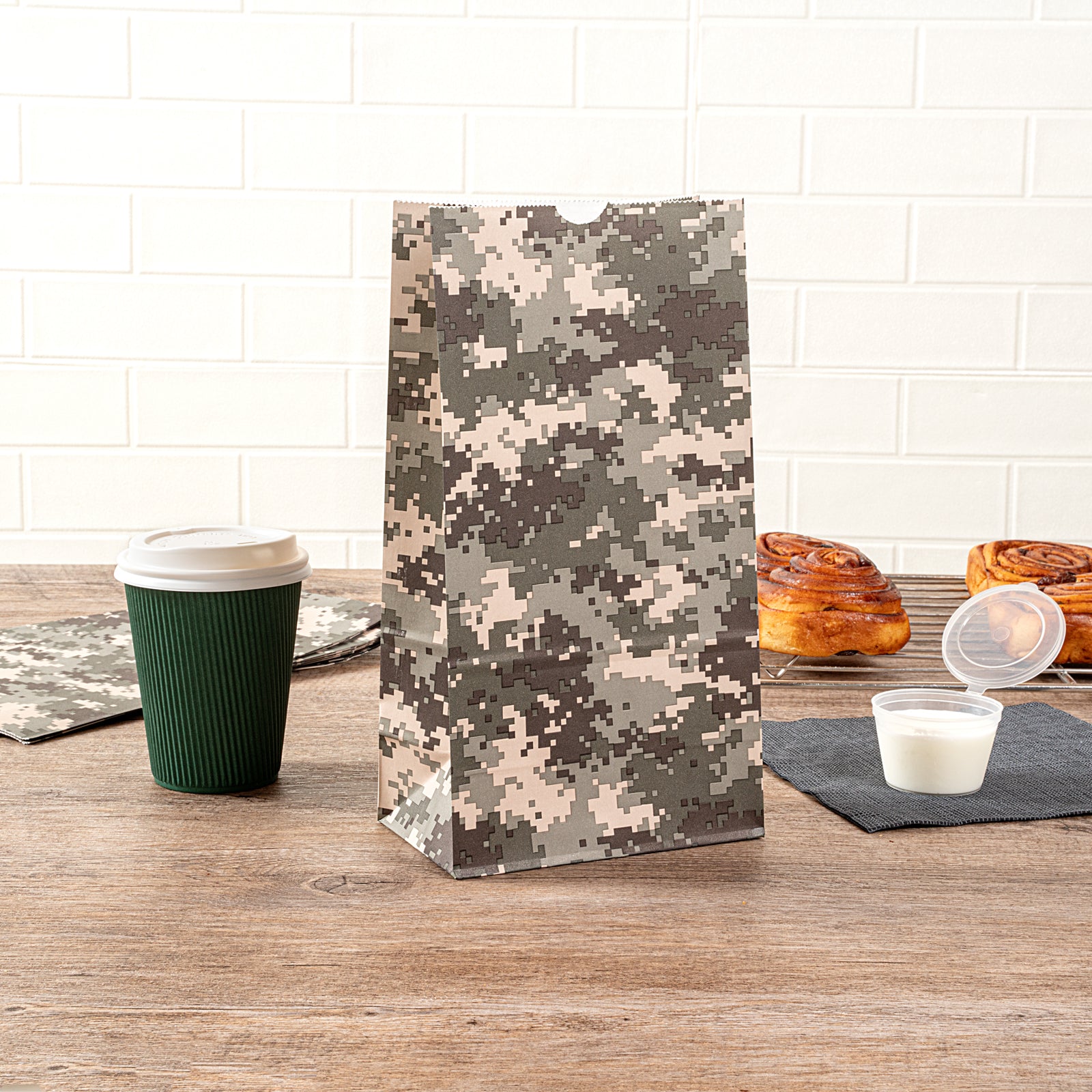 Bag Tek Camouflage Paper Bag - 6 lb - 6" x 3 1/2" x 10 3/4" - 100 count box