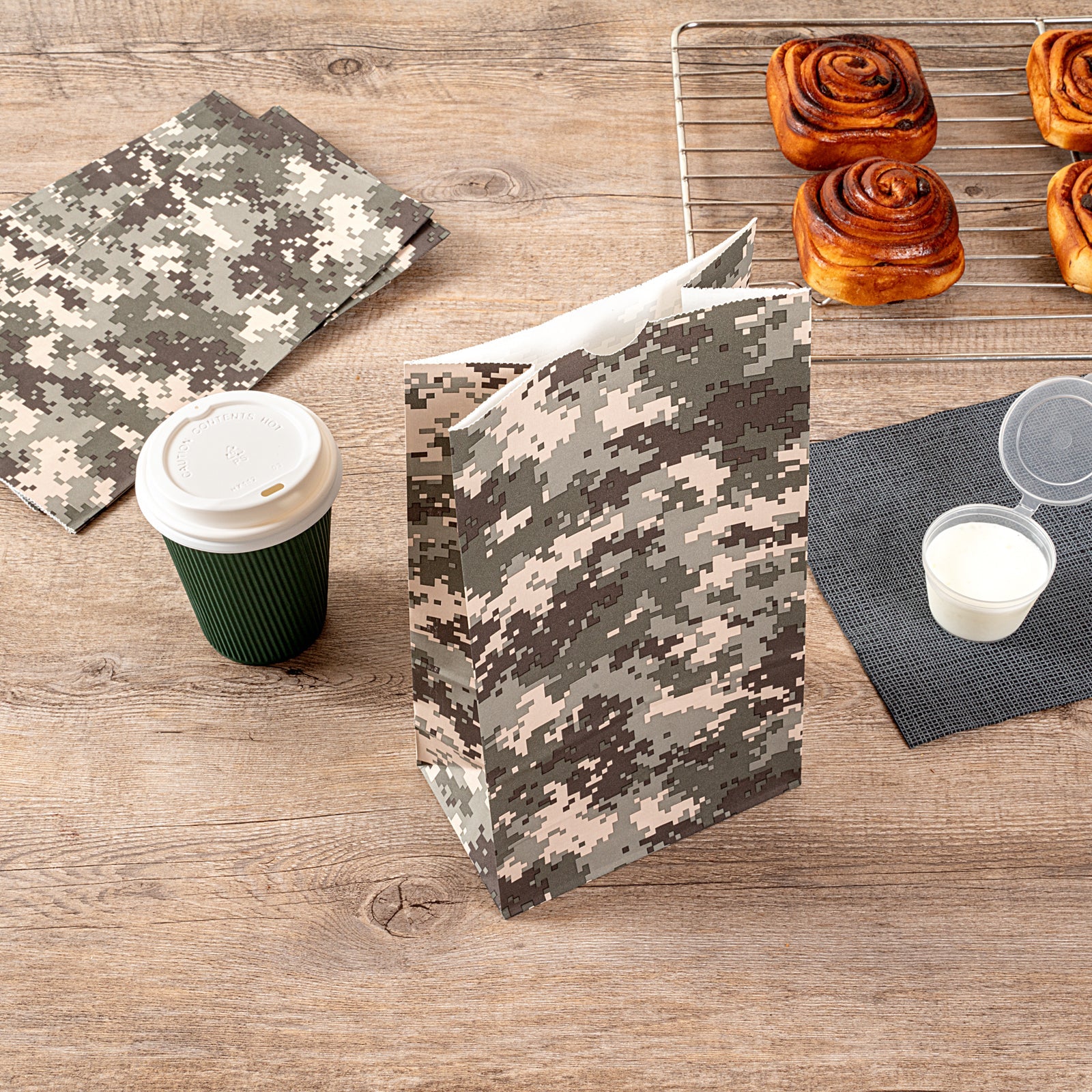Bag Tek Camouflage Paper Bag - 6 lb - 6" x 3 1/2" x 10 3/4" - 100 count box