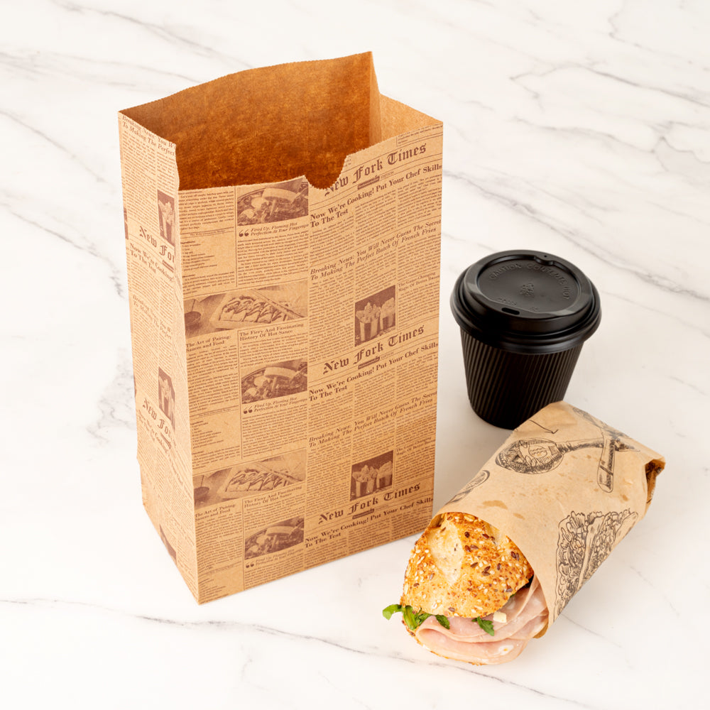 Bag Tek Kraft Newsprint Paper Bag - 6 lb - 6" x 3 1/2" x 10 3/4" - 100 count box