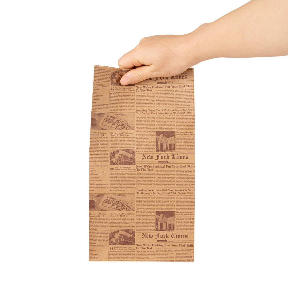 Bag Tek Kraft Newsprint Paper Bag - 6 lb - 6" x 3 1/2" x 10 3/4" - 100 count box